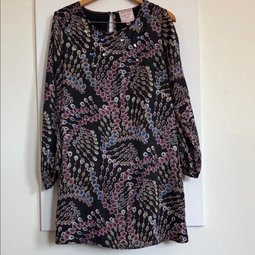 Romeo & Juliet Couture Black and Purple Long Sleeve Dress